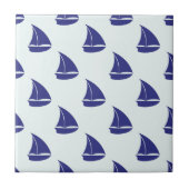 Royal Blue Sailboat Pattern Tegeltje (Voorkant)