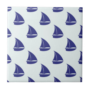 Royal Blue Sailboat Pattern Tegeltje