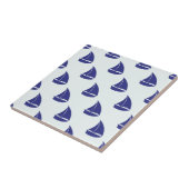 Royal Blue Sailboat Pattern Tegeltje (Zijkant)