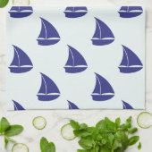 Royal Blue Sailboat Pattern Theedoek (Gevouwen)