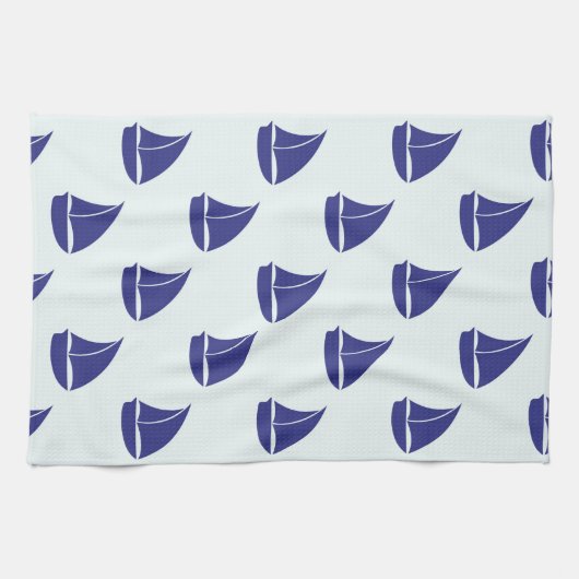 Royal Blue Sailboat Pattern Theedoek (Horizontaal)