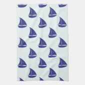 Royal Blue Sailboat Pattern Theedoek (Verticaal)