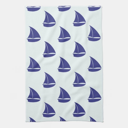 Royal Blue Sailboat Pattern Theedoek (Verticaal)