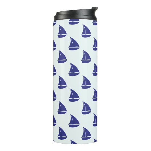 Royal Blue Sailboat Pattern Thermosbeker (Gedraaid links)