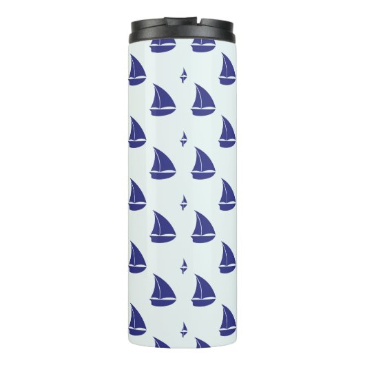 Royal Blue Sailboat Pattern Thermosbeker (Achterkant)