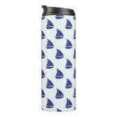 Royal Blue Sailboat Pattern Thermosbeker (Geroteerd rechts)