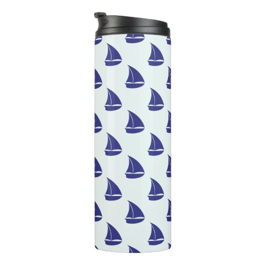 Royal Blue Sailboat Pattern Thermosbeker (Geroteerd rechts)