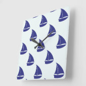 Royal Blue Sailboat Pattern Vierkante Klok (Hoek)