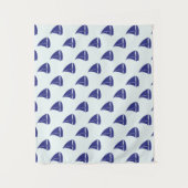Royal Blue Sailboat Pattern Wandkleed (Voorkant)