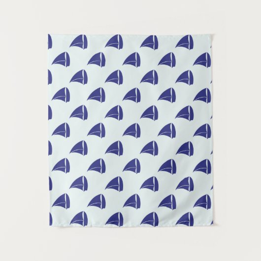 Royal Blue Sailboat Pattern Wandkleed (Voorkant)