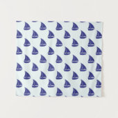 Royal Blue Sailboat Pattern Wandkleed (Voorkant (horizontaal))