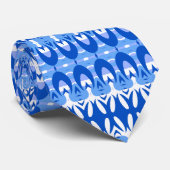 Royal Blue Sapphire en White Geometric Stropdas (Opgerold)