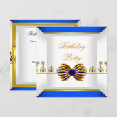 Royal Blue Sapphire Gem Jewel Gold Birthday Kaart (Voorkant / Achterkant)