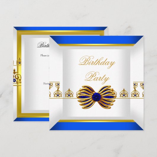 Royal Blue Sapphire Gem Jewel Gold Birthday Kaart (Voorkant / Achterkant)