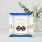 Royal Blue Sapphire Gem Jewel Gold Birthday Kaart (Staand voorkant)