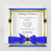 Royal Blue Sapphire Gem Jewel Gold Bow Birthday Kaart (Achterkant)