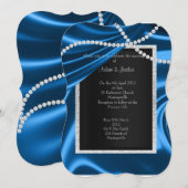 ROYAL BLUE SATIN, DIAMOND ELEGANT CLASY WEDDING KAART (Voorkant / Achterkant)