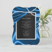 ROYAL BLUE SATIN, DIAMOND ELEGANT CLASY WEDDING KAART (Staand voorkant)