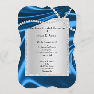 ROYAL BLUE SATIN, DIAMOND ELEGANT CLASY WEDDING KAART