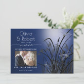 Royal Blue Save the Date Moonlight Dragonfly Kaart (Staand voorkant)