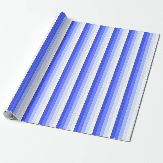Royal blue schaduwstrepen cadeaupapier (Uitgerold)