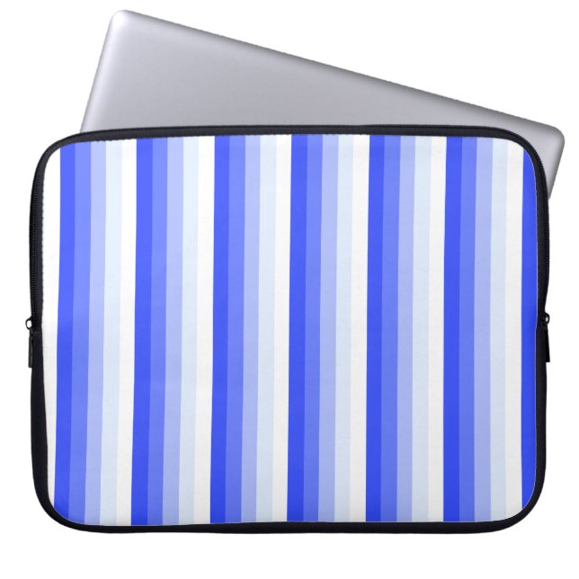 Royal blue schaduwstrepen laptop sleeve (Voorkant)