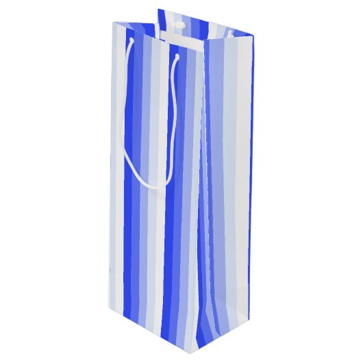 Royal blue schaduwstrepen wijn cadeautas (Voorkant Gekanteld)