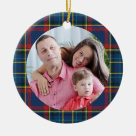 Royal Blue Schotse Tartan, rood en andere strepen Keramisch Ornament
