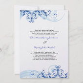 Royal Blue Scroll Fleurish Wedding Invitation Kaart (Voorkant)
