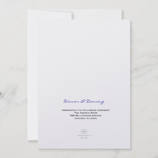 Royal Blue Scroll Fleurish Wedding Invitation Kaart (Achterkant)
