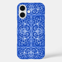 Royal blue scrollwork-patroon