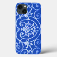 Royal blue scrollwork patroon Hoesje-Mate iPhone c