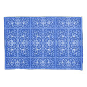 Royal blue scrollwork-patroon kussensloop (Voorkant)
