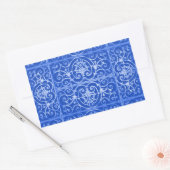 Royal blue scrollwork-patroon rechthoekige sticker (Envelop)