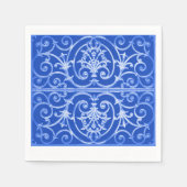 Royal blue scrollwork-patroon servet (Voorkant)