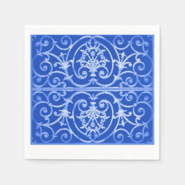 Royal blue scrollwork-patroon servet
