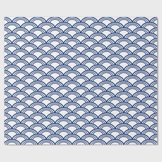 Royal Blue Seigaiha Pattern Cadeaupapier (Vlak)