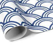 Royal Blue Seigaiha Pattern Cadeaupapier (Rol Hoek)