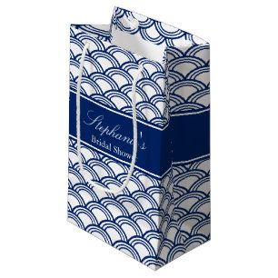 Royal Blue Seigaiha Pattern Vrijgezellenfeest Klein Cadeauzakje