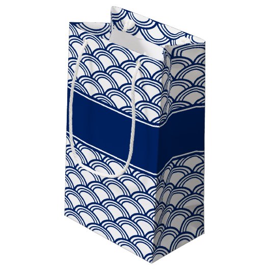 Royal Blue Seigaiha Pattern Vrijgezellenfeest Klein Cadeauzakje (Achterkant Gekanteld)