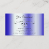 Royal Blue Shimmery  Corner Border Initialen Visitekaartje (Achterkant)