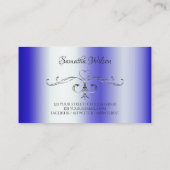 Royal Blue Shimmery Silver  Corner Border Visitekaartje (Achterkant)