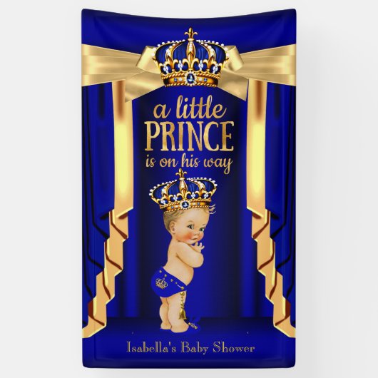 Royal Blue Silk Baby shower Crown Blonde Spandoek (Verticaal)
