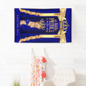 Royal Blue Silk Gold Crown Baby shower Brunette Spandoek (Insitu)