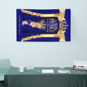 Royal Blue Silk Gold Crown Baby shower Brunette Spandoek (Beurs)