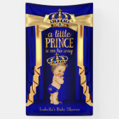 Royal Blue Silk Gold Crown Baby shower Brunette Spandoek (Verticaal)