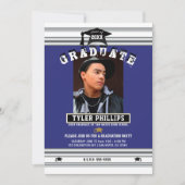 Royal Blue Silver Afstuderen Foto Kaart (Voorkant)