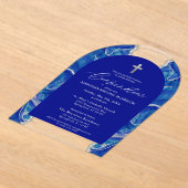 Royal Blue Silver Agaat bevestiging Elegant Acryl Uitnodigingen (Laagn)