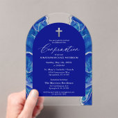 Royal Blue Silver Agaat bevestiging Elegant Acryl Uitnodigingen (Insitu (Draagbaar))