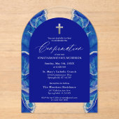 Royal Blue Silver Agaat bevestiging Elegant Acryl Uitnodigingen (Voorkant)